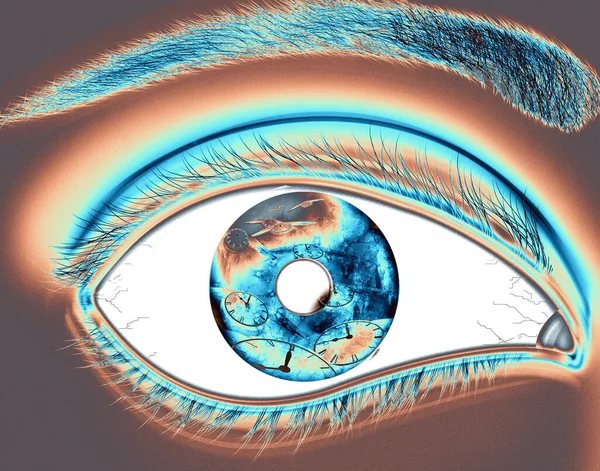 eye lens reflection with green glitter