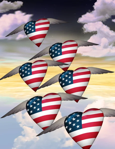 Abstract Colorful Background Hearts American Flag — 图库照片