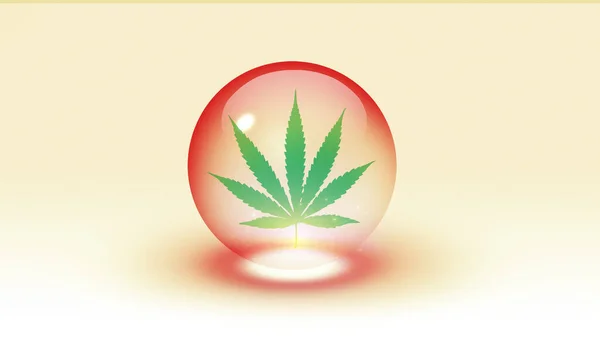 Marijuana Leaf Bubble Rendering — Stock Photo, Image