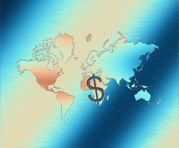 Карта Світу Знак Долара — стокове фото