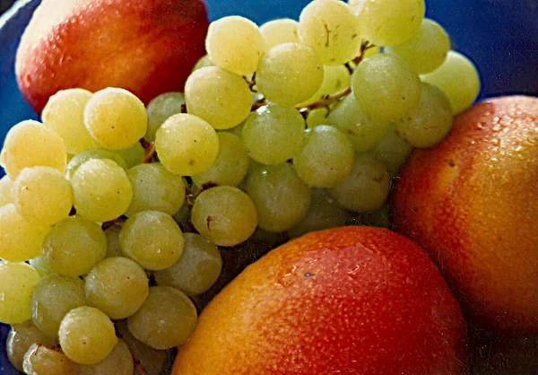 Продукты Питания Фрукты Виноград Яблоки — стоковое фото