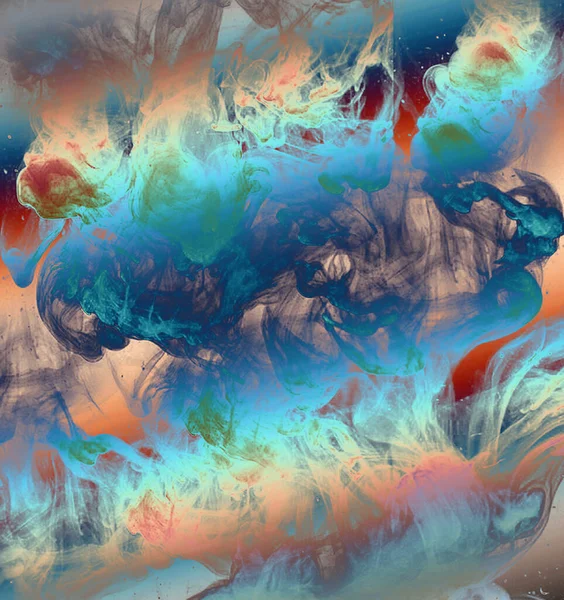 Fundo Abstrato Tinta Colorida Água Meios Mistos — Fotografia de Stock