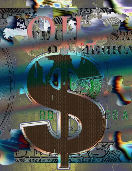 Signo Dólar Vista Fondo Colorido Abstracto Dinero Concepto Petróleo — Foto de Stock