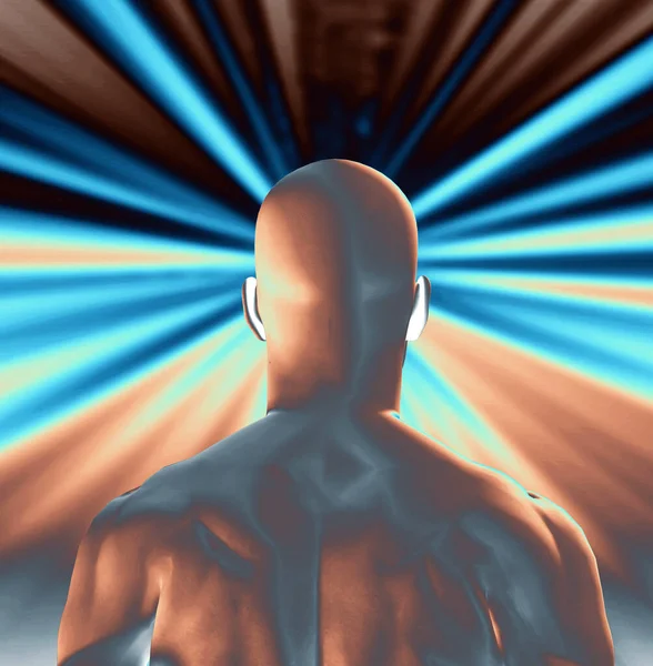 Abstract Background Human Face Rendering Bald Man Face Away — Stock Photo, Image