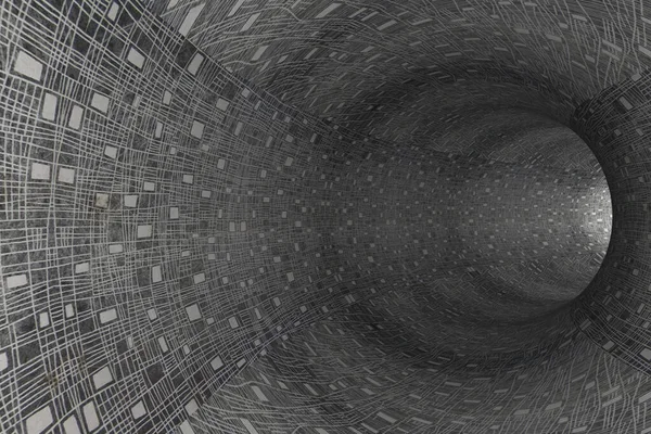 Túnel Abstrato Com Padrões Geométricos Nas Paredes Linhas Quadrados — Fotografia de Stock