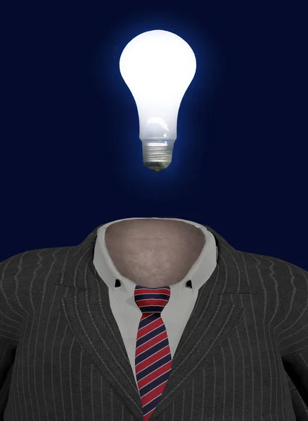 Idea Man Light Bulb Suit Rendering — Stock Photo, Image