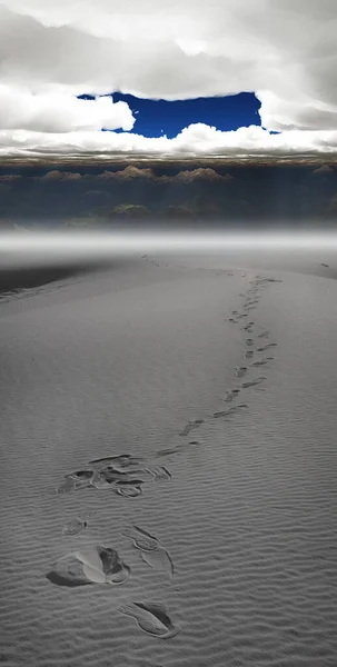 Footprints Sand Rendering — Stock Photo, Image