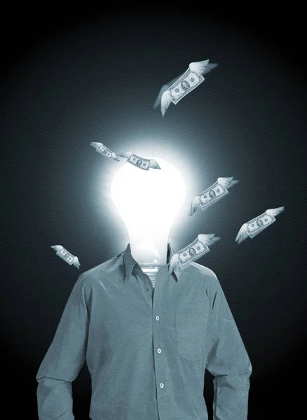 Abstract Thoughts Art Wallpaper Man Light Bulb Idea —  Fotos de Stock