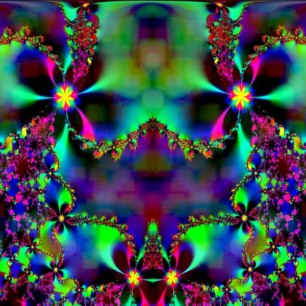 Formación Fractal Simétrica Pintura Colorida Abstracta — Foto de Stock