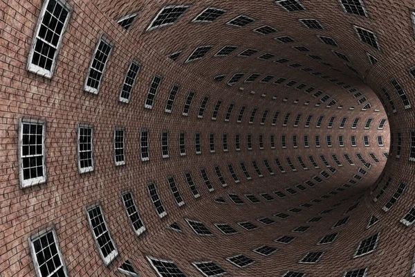 Abstract Tunnel Bricks Windows — Stock Photo, Image