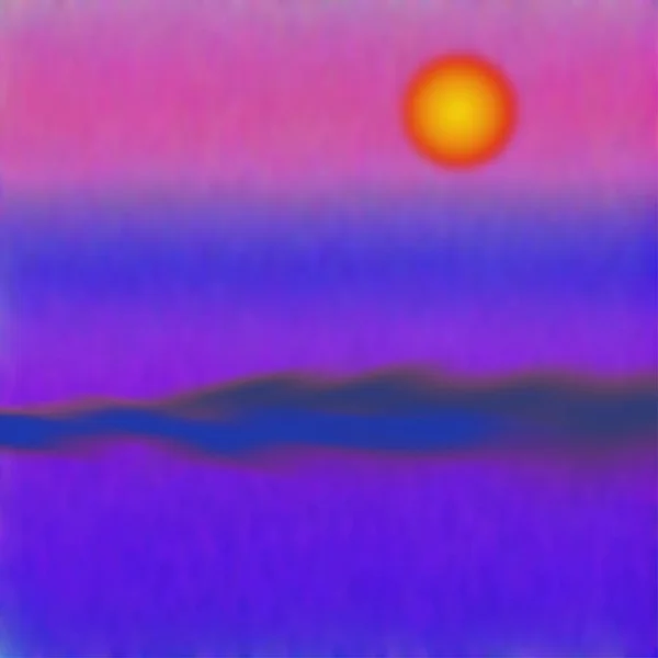 抽象的な赤い太陽の絵 キャンバス上の油 — ストック写真