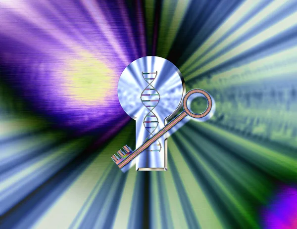 Dna Solution Helix Keyhole Rendering — Stock Photo, Image