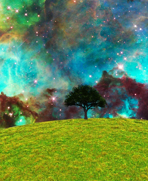Дерево Життя Яскравий Простір Візуалізація — стокове фото