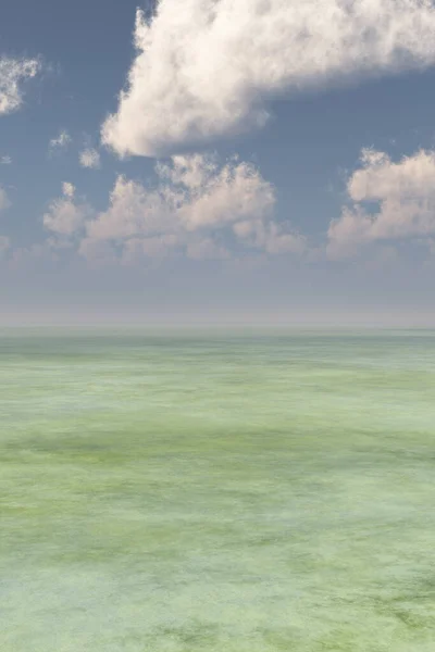 空旷的草原上乌云密布 3D渲染 — 图库照片
