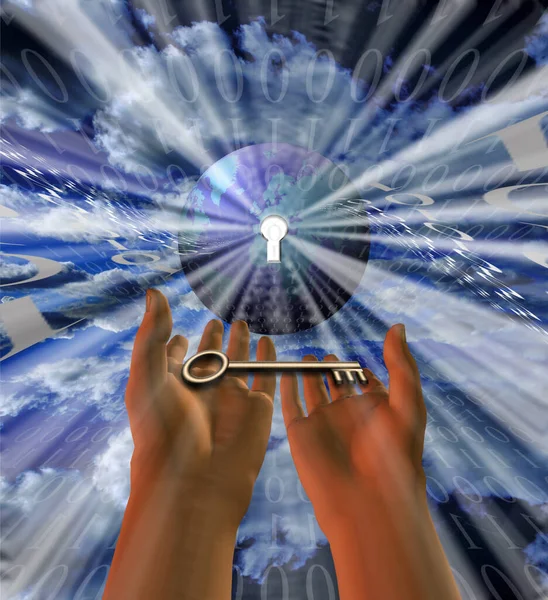 Conceptual Illustration Hands Lock Humanity Rule World Concept — Photo