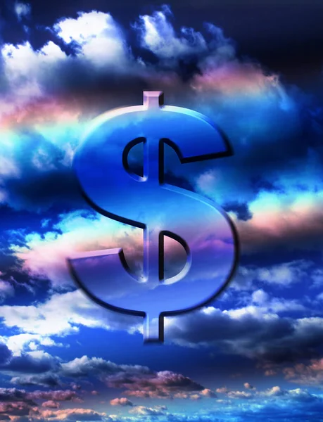 Signo Dólar Con Cielo Azul —  Fotos de Stock