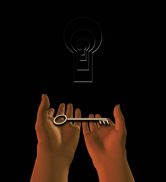 Abstract Conceptual Illustration Hands Lock — Stockfoto