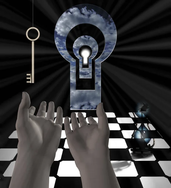 Conceptual Illustration Hands Lock Humanity Rule World Concept — Foto Stock