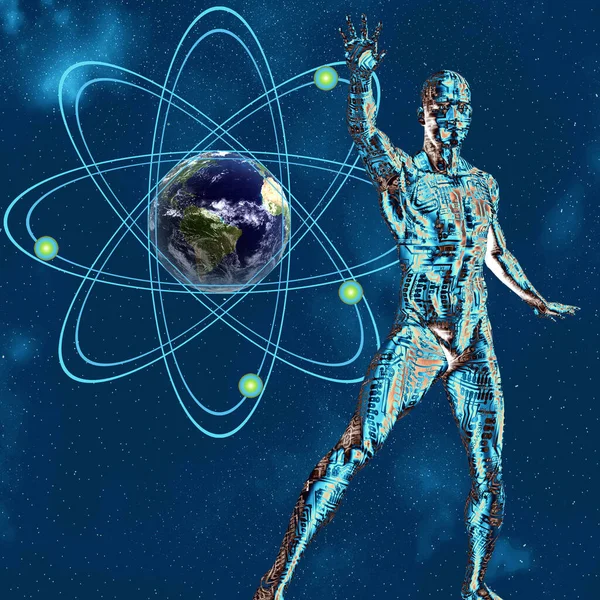 Konceptuell Atom Futuristisk Abstrakt Färg Bakgrund — Stockfoto