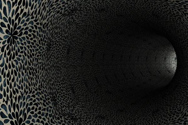 トンネルの壁にシームレスな葉のパターン 3Dレンダリング — ストック写真