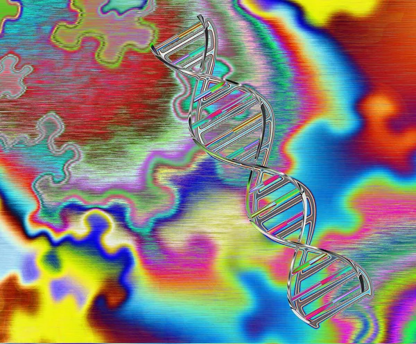 Dna Strand Puzzle Pieces Rendering — Stock Photo, Image