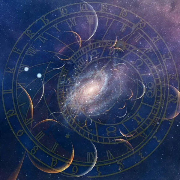 Średniowieczny Zegar Astronomiczny Renderowanie — Zdjęcie stockowe