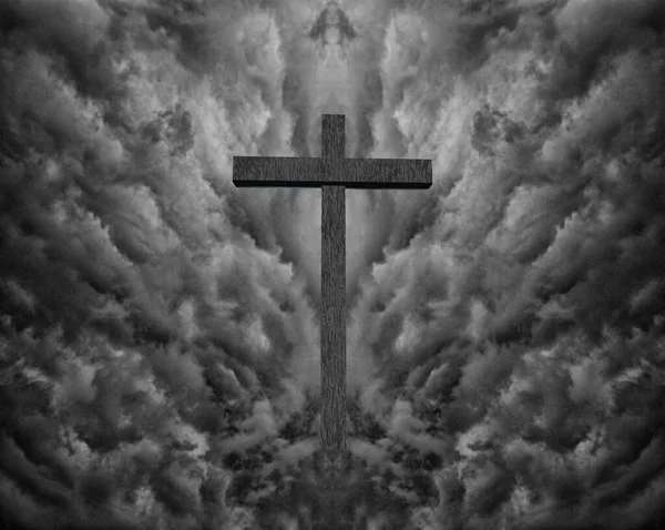 Cross Surreal Sky Rendering — Stock Photo, Image