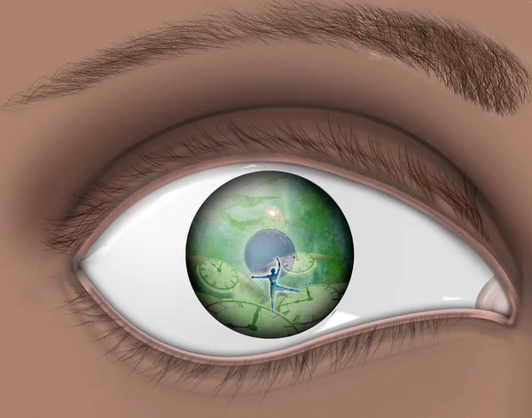 Reflejo Lente Ocular Con Brillo Verde — Foto de Stock
