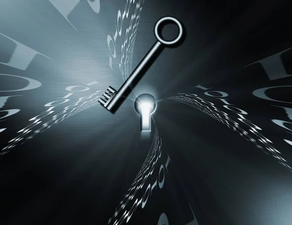 Binary Key Binary Code Keyhole Rendering — Stock Photo, Image