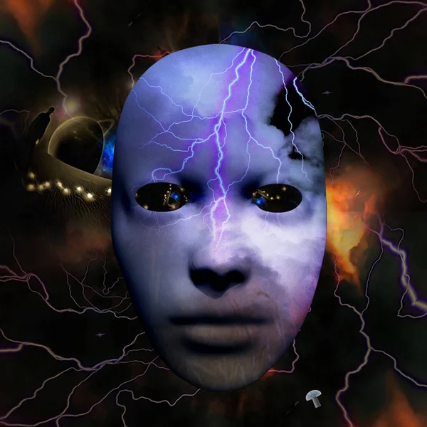 Esoteric Abstract Cosmic Background Human Face — Stock Photo, Image