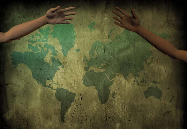 Grungy Green Earth Map Wall Background — Fotografia de Stock