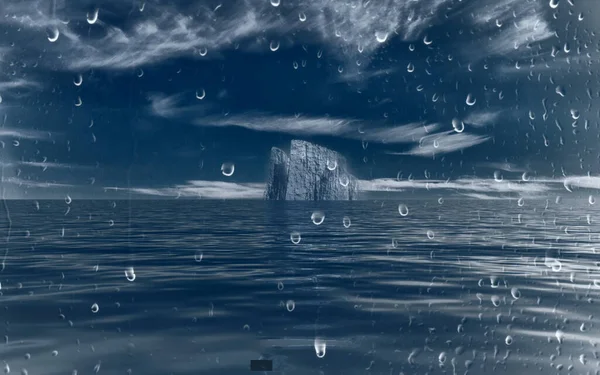 氷山と雨滴 3Dレンダリング — ストック写真