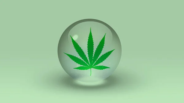 Foglia Marijuana Dentro Bolla Rendering — Foto Stock