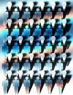 İnsanlar ve simgelerle soyut arkaplan