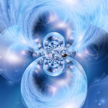 Astronot sürreal fraktal uzayda geziniyor. 