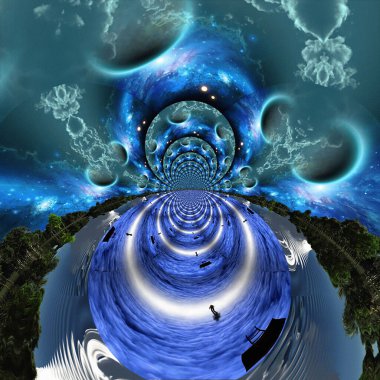 Küçük boşluk yolları, soyut fraktal arkaplan 3d oluşturma