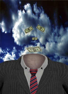 Para adamı. Gerçeküstü kompozisyon. 3d oluşturma.