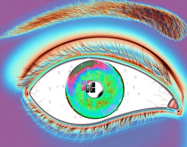 eye lens reflection with green glitter