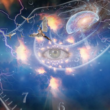 İnsan beyni ve dijital elementlerle soyut arkaplan