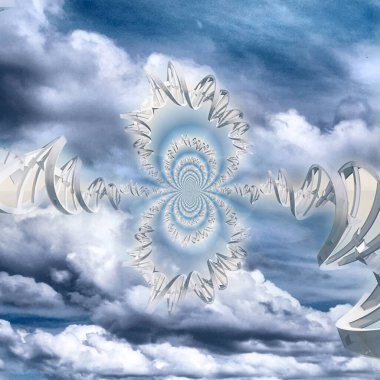 DNA ipliği ve bulutlar fraktal boya.