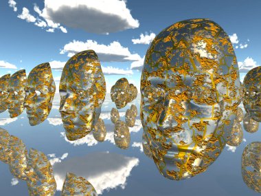 Ruhani yüzleri veya maskeler gerçeküstü sahnede getirin.