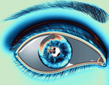 eye lens reflection with green glitter