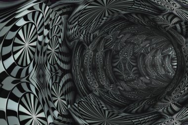 Duvarlarında dairesel geometrik desenler olan soyut tünel.