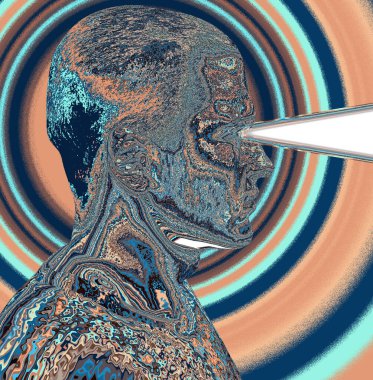 İnsan kafasının arka planının soyut ve canlı kavramsal çizimi