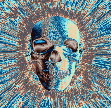 Arkaplan olarak insan kafatasının çirkin çizimi