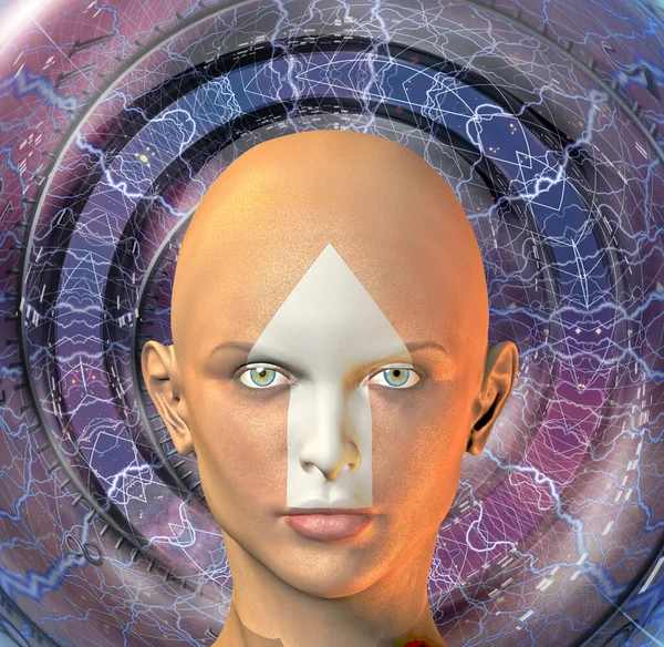 Render Human Face Mandala Reduced Size — Stock Photo, Image