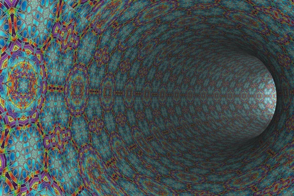 Abstraktní Tunel Kaleidoskopickými Vzory Stěnách — Stock fotografie