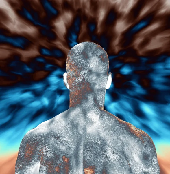 Abstract Background Human Face Rendering Bald Man Face Away — стоковое фото
