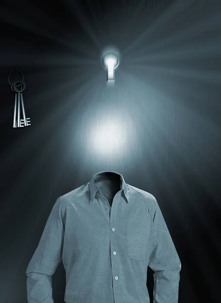 Abstract Thoughts Art Wallpaper Man Light Bulb Idea — Zdjęcie stockowe