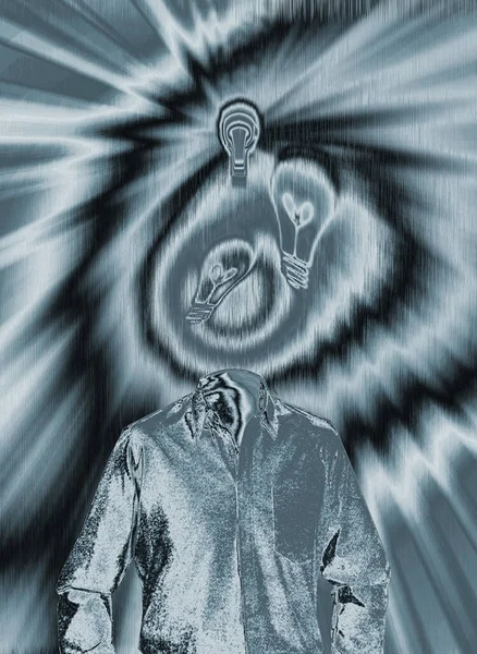 Abstract Thoughts Art Wallpaper Man Light Bulb Idea — стоковое фото